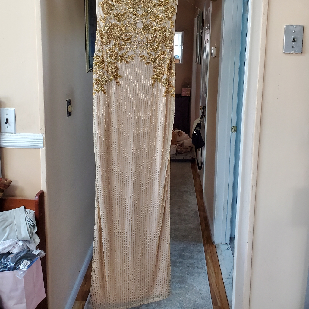 Parker Black Full Length "Allie Dress", Gold, Size 12